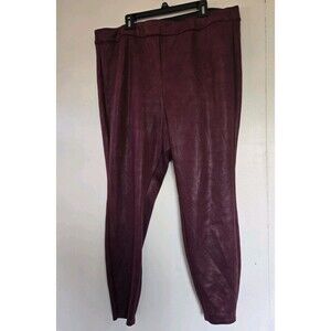 Lane Bryant Womens 22/24 Plus Red Faux Leather Pants Fall Burgundy Office Casual